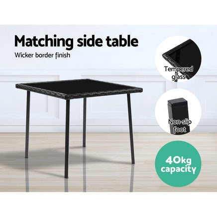 Gardeon 3 Piece Outdoor Chair Rocking Set - Black Gardeon Kings Warehouse 