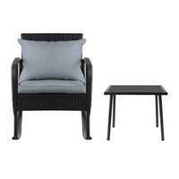 Gardeon 3 Piece Outdoor Chair Rocking Set - Black Gardeon Kings Warehouse 