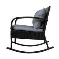 Gardeon 3 Piece Outdoor Chair Rocking Set - Black Gardeon Kings Warehouse 