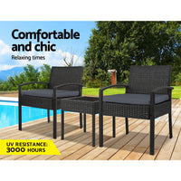 Gardeon 3-piece Outdoor Set - Black Outdoor Kings Warehouse 