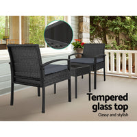 Gardeon 3-piece Outdoor Set - Black Outdoor Kings Warehouse 