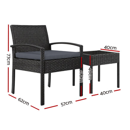 Gardeon 3-piece Outdoor Set - Black Outdoor Kings Warehouse 