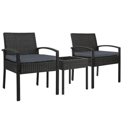 Gardeon 3-piece Outdoor Set - Black Outdoor Kings Warehouse 