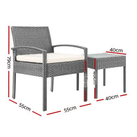 Gardeon 3-piece Outdoor Set - Grey Furniture > Outdoor Kings Warehouse 