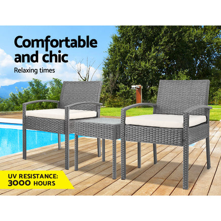 Gardeon 3-piece Outdoor Set - Grey Furniture > Outdoor Kings Warehouse 