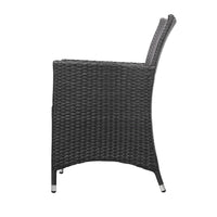 Gardeon 3 Piece Wicker Outdoor Furniture Set - Black Outdoor Furniture Kings Warehouse 