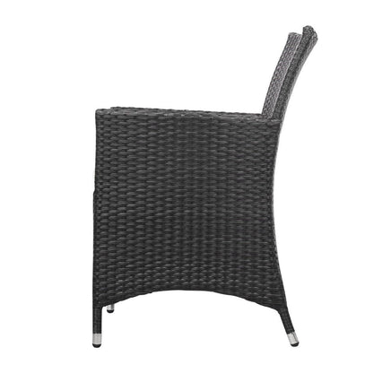 Gardeon 3 Piece Wicker Outdoor Furniture Set - Black Outdoor Furniture Kings Warehouse 