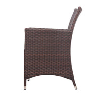 Gardeon 3 Piece Wicker Outdoor Furniture Set - Brown Outdoor Furniture Kings Warehouse 