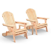 Gardeon 3 Piece Wooden Outdoor Beach Chair and Table Set Kings Warehouse 