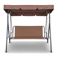 Gardeon 3 Seater Outdoor Canopy Swing Chair - Coffee Kings Warehouse 