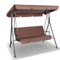 Gardeon 3 Seater Outdoor Canopy Swing Chair - Coffee Kings Warehouse 