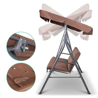 Gardeon 3 Seater Outdoor Canopy Swing Chair - Coffee Kings Warehouse 