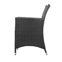Gardeon 3pc Bistro Wicker Outdoor Furniture Set Black Outdoor Furniture Kings Warehouse 