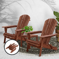 Gardeon 3PC Outdoor Setting Beach Chairs Table Wooden Adirondack Lounge Garden Kings Warehouse 
