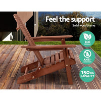 Gardeon 3PC Outdoor Setting Beach Chairs Table Wooden Adirondack Lounge Garden Kings Warehouse 