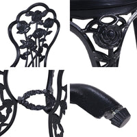 Gardeon 3PC Outdoor Setting Cast Aluminium Bistro Table Chair Patio Black Outdoor Furniture Kings Warehouse 