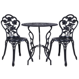 Gardeon 3PC Outdoor Setting Cast Aluminium Bistro Table Chair Patio Black Outdoor Furniture Kings Warehouse 