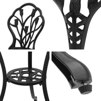 Gardeon 3PC Outdoor Setting Cast Aluminium Bistro Table Chair Patio Black Outdoor Furniture Kings Warehouse 