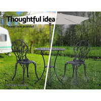 Gardeon 3PC Outdoor Setting Cast Aluminium Bistro Table Chair Patio Black Outdoor Furniture Kings Warehouse 