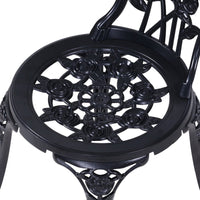 Gardeon 3PC Outdoor Setting Cast Aluminium Bistro Table Chair Patio Black Outdoor Furniture Kings Warehouse 