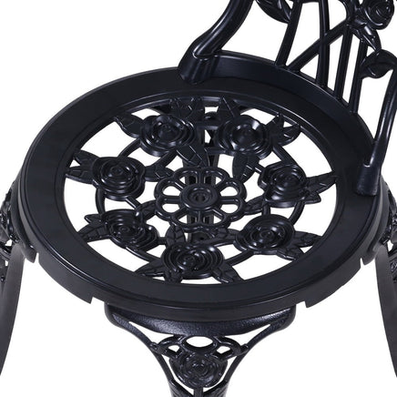 Gardeon 3PC Outdoor Setting Cast Aluminium Bistro Table Chair Patio Black Outdoor Furniture Kings Warehouse 