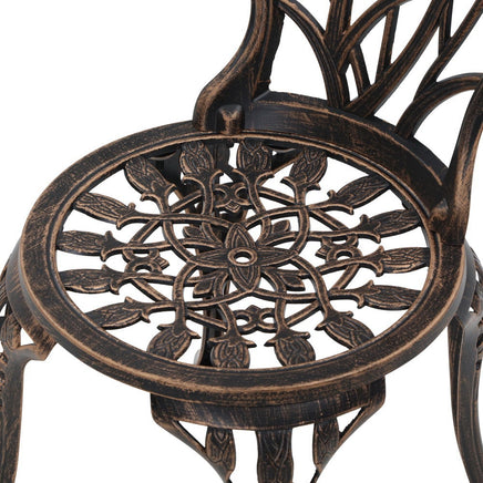 Gardeon 3PC Outdoor Setting Cast Aluminium Bistro Table Chair Patio Bronze Outdoor Furniture Kings Warehouse 
