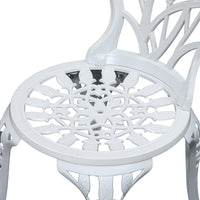 Gardeon 3PC Outdoor Setting Cast Aluminium Bistro Table Chair Patio White Outdoor Furniture Kings Warehouse 
