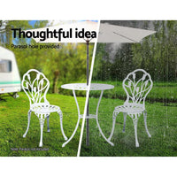 Gardeon 3PC Outdoor Setting Cast Aluminium Bistro Table Chair Patio White Outdoor Furniture Kings Warehouse 