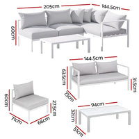 Gardeon 4-Seater Aluminium Outdoor Sofa Set Lounge Setting Table Chair Furniture Kings Warehouse 