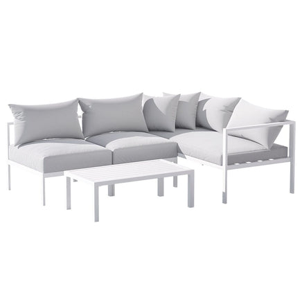 Gardeon 4-Seater Aluminium Outdoor Sofa Set Lounge Setting Table Chair Furniture Kings Warehouse 