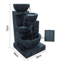 Gardeon 4 Tier Solar Powered Water Fountain with Light - Blue Kings Warehouse 