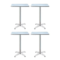 Gardeon 4pcs Outdoor Bar Table Furniture Adjustable Aluminium Square Cafe Table Kings Warehouse 