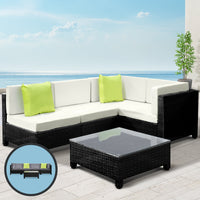 Gardeon 5PC Outdoor Furniture Sofa Set Lounge Setting Wicker Couches Garden Patio Pool Furniture > Outdoor Kings Warehouse 