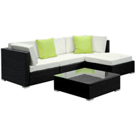 Gardeon 5PC Outdoor Furniture Sofa Set Wicker Garden Patio Pool Lounge Furniture > Outdoor Kings Warehouse 