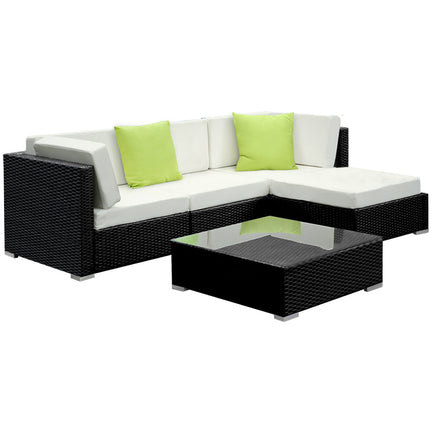 Gardeon 5PC Outdoor Furniture Sofa Set Wicker Garden Patio Pool Lounge Furniture > Outdoor Kings Warehouse 