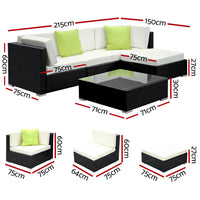Gardeon 5PC Outdoor Furniture Sofa Set Wicker Garden Patio Pool Lounge Furniture > Outdoor Kings Warehouse 