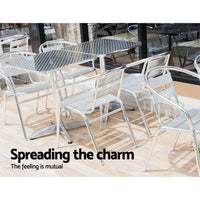Gardeon 6pcs Outdoor Bar Table Furniture Adjustable Aluminium Square Cafe Table Kings Warehouse 