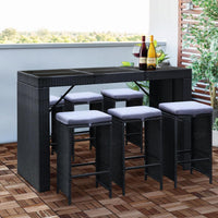 Gardeon 7 Piece Outdoor Dining Table Set - Black Outdoor Furniture Kings Warehouse 