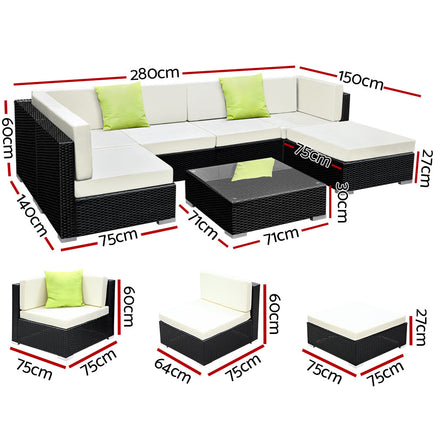 Gardeon 7PC Outdoor Furniture Sofa Set Wicker Garden Patio Pool Lounge Furniture > Outdoor Kings Warehouse 