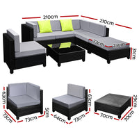Gardeon 7PC Sofa Set Outdoor Furniture Lounge Setting Wicker Couches Garden Patio Pool Furniture > Outdoor Kings Warehouse 