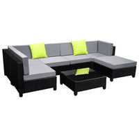 Gardeon 7PC Sofa Set Outdoor Furniture Lounge Setting Wicker Couches Garden Patio Pool Furniture > Outdoor Kings Warehouse 