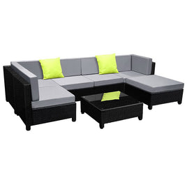 Gardeon 7PC Sofa Set Outdoor Furniture Lounge Setting Wicker Couches Garden Patio Pool Furniture > Outdoor Kings Warehouse 