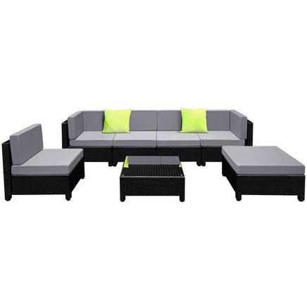 Gardeon 7PC Sofa Set Outdoor Furniture Lounge Setting Wicker Couches Garden Patio Pool Furniture > Outdoor Kings Warehouse 