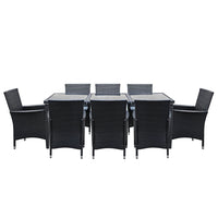 Gardeon 9 Piece Outdoor Dining Set - Black Gardeon Kings Warehouse 