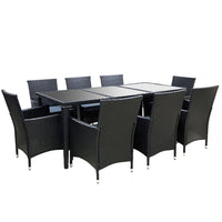 Gardeon 9 Piece Outdoor Dining Set - Black Gardeon Kings Warehouse 