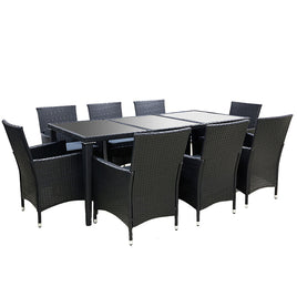 Gardeon 9 Piece Outdoor Dining Set - Black Gardeon Kings Warehouse