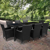 Gardeon 9 Piece Outdoor Dining Set - Black Gardeon Kings Warehouse 