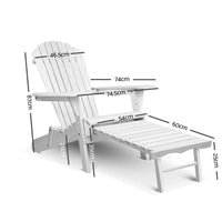 Gardeon Adirondack Beach Chair with Ottoman - White Kings Warehouse 