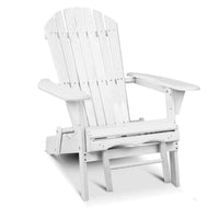 Gardeon Adirondack Beach Chair with Ottoman - White Kings Warehouse 