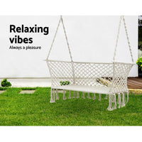 Gardeon Camping Hammock Chair Patio 2 Person Swing Hammocks Double Portable Cream Home & Garden Kings Warehouse 